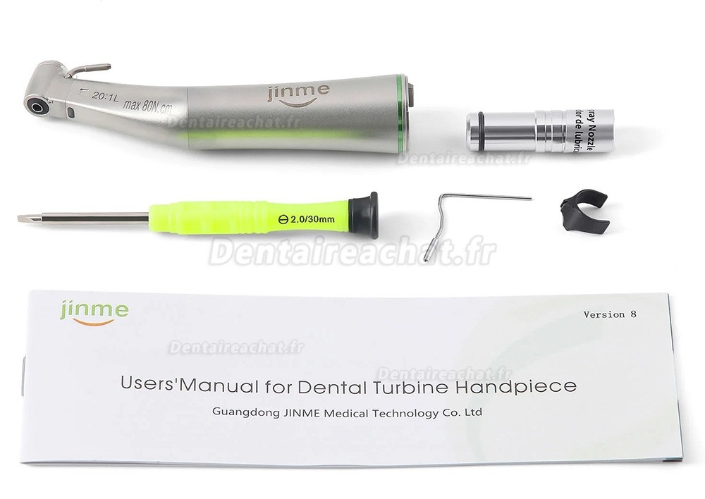 Contre-angle 20:1 à led fibre optique Jinme W201L pour implant dentaire